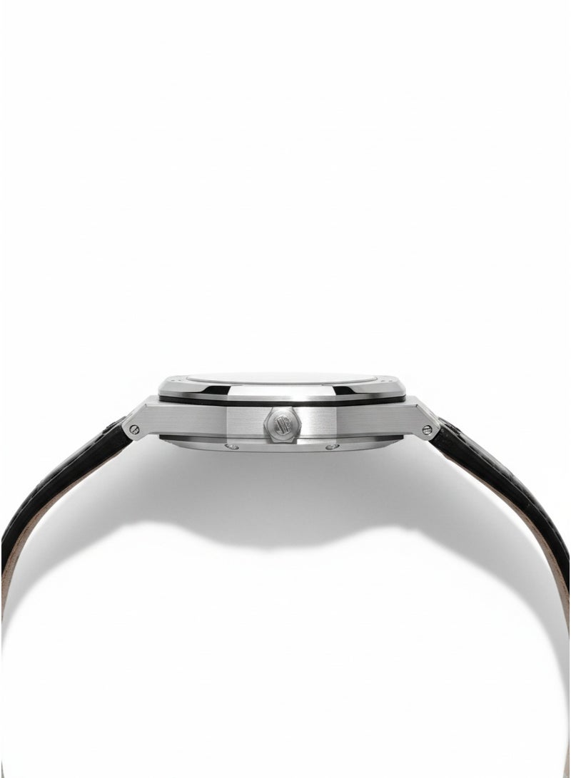 أوديمار بيجويت ساعة أوديمار بيغيه رويال أوك أوتوماتيكية من الفولاذ المقاوم للصدأ بميناء فضي وسوار من الجلد الأسود - Image 2